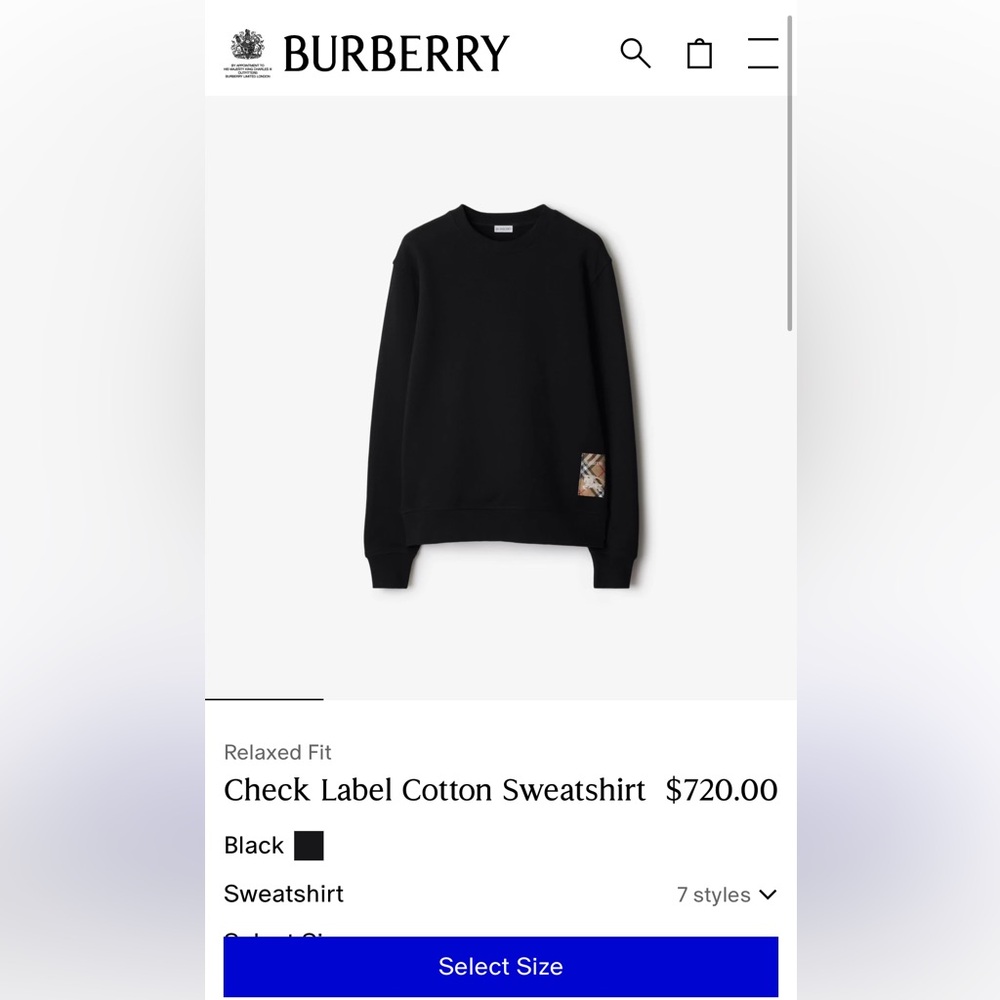 Burberry Mens Black Pullover